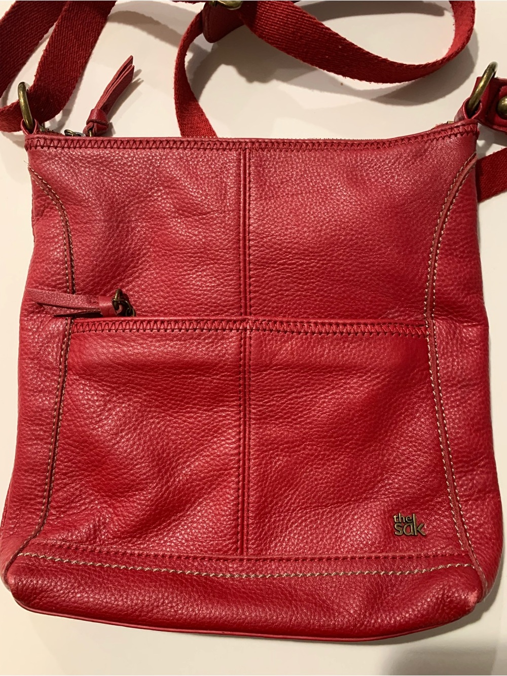 The Sak Lucia Red Leather Crossbody Shoulder Bag - Picture 14 of 16